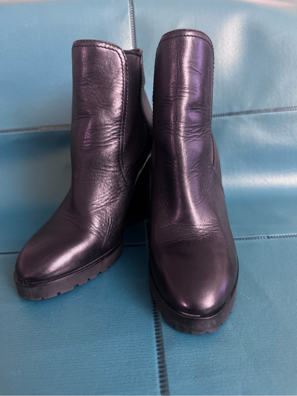 Michael Kors Black Leather Ankle Booties with Lug Sole